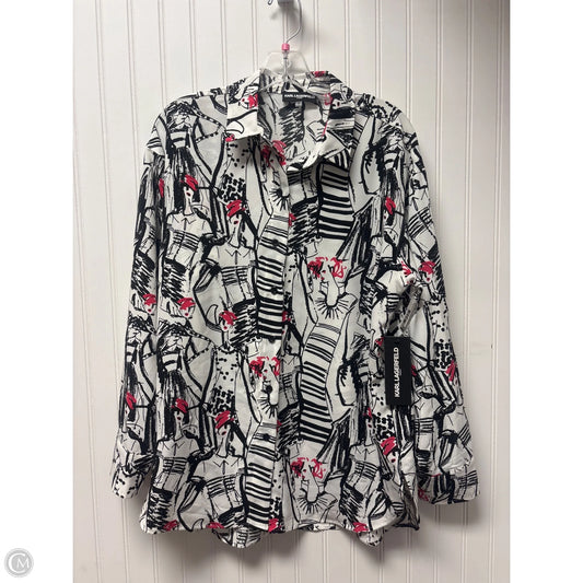 Top Long Sleeve Designer By Karl Lagerfeld In Black & White, Size: M