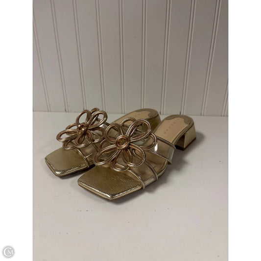 Sandals Heels Block By Alex Marie In Gold, Size: 6