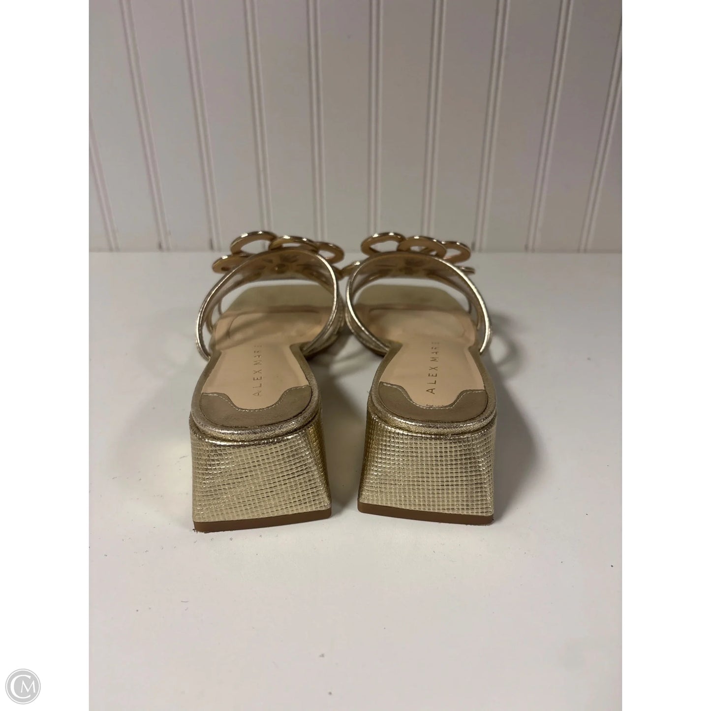 Sandals Heels Block By Alex Marie In Gold, Size: 6