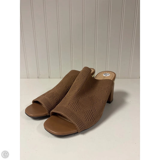 Sandals Heels Block By Adrienne Vittadini In Tan, Size: 6.5