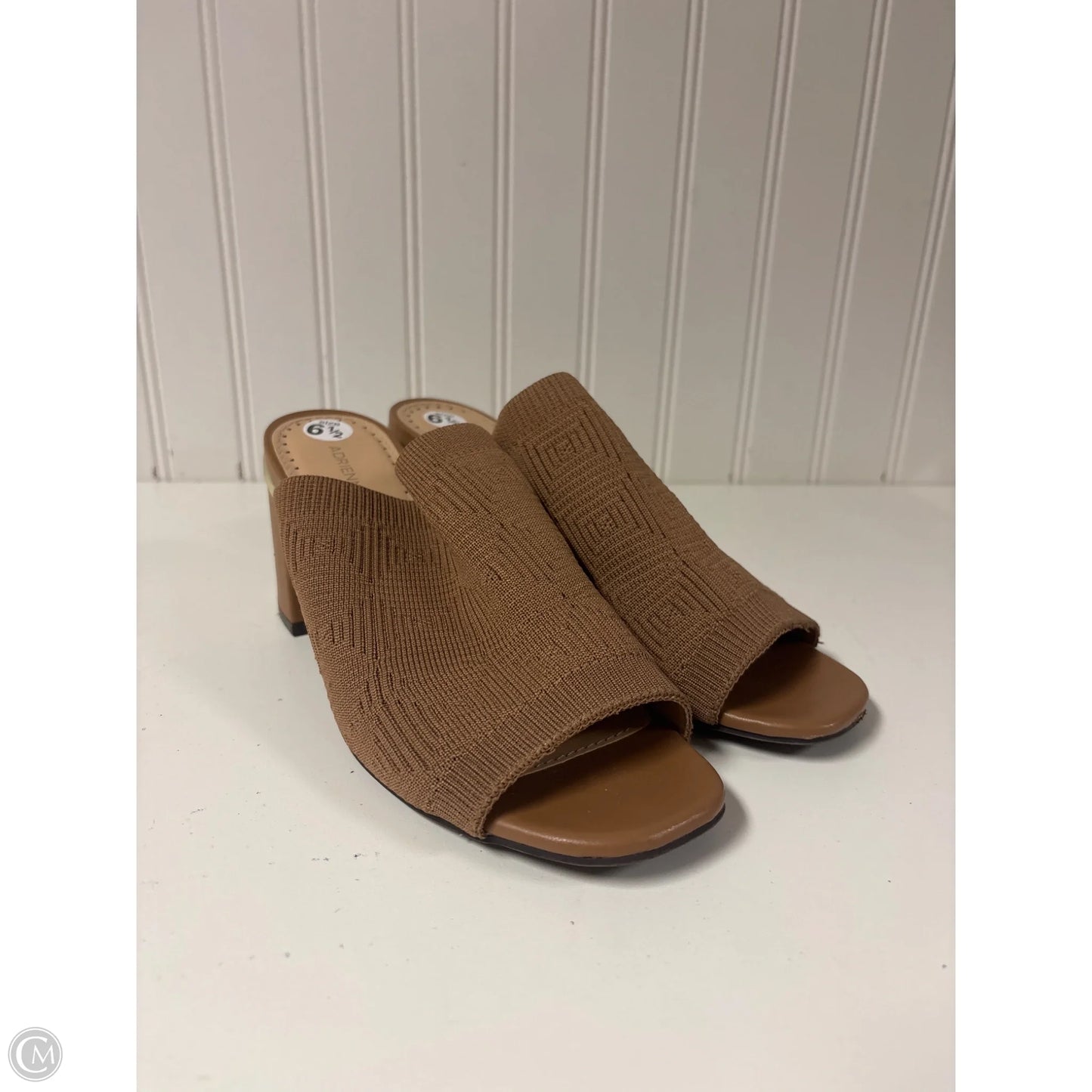 Sandals Heels Block By Adrienne Vittadini In Tan, Size: 6.5