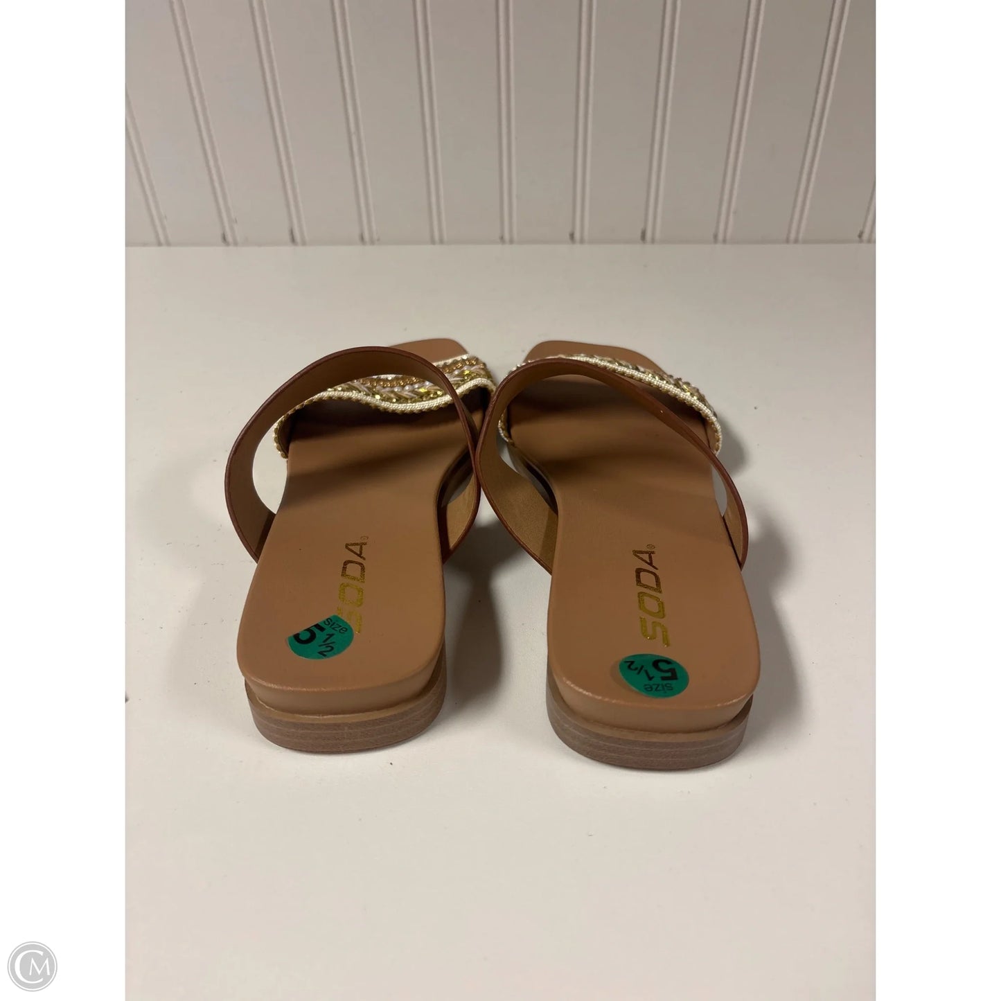Sandals Flats By Soda In Tan, Size: 5.5