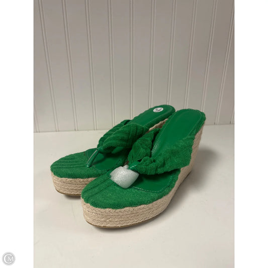 Sandals Heels Wedge By Clothes Mentor In Green, Size: 7.5