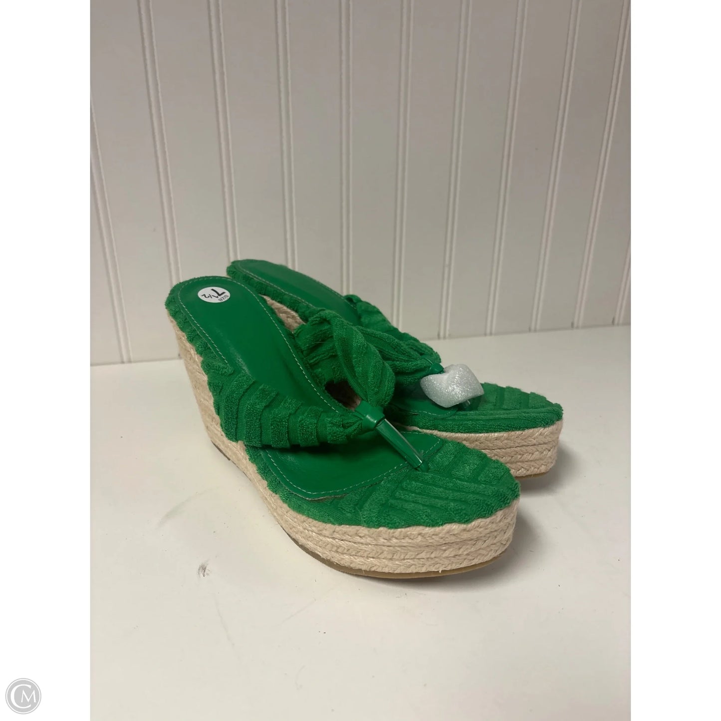 Sandals Heels Wedge By Clothes Mentor In Green, Size: 7.5
