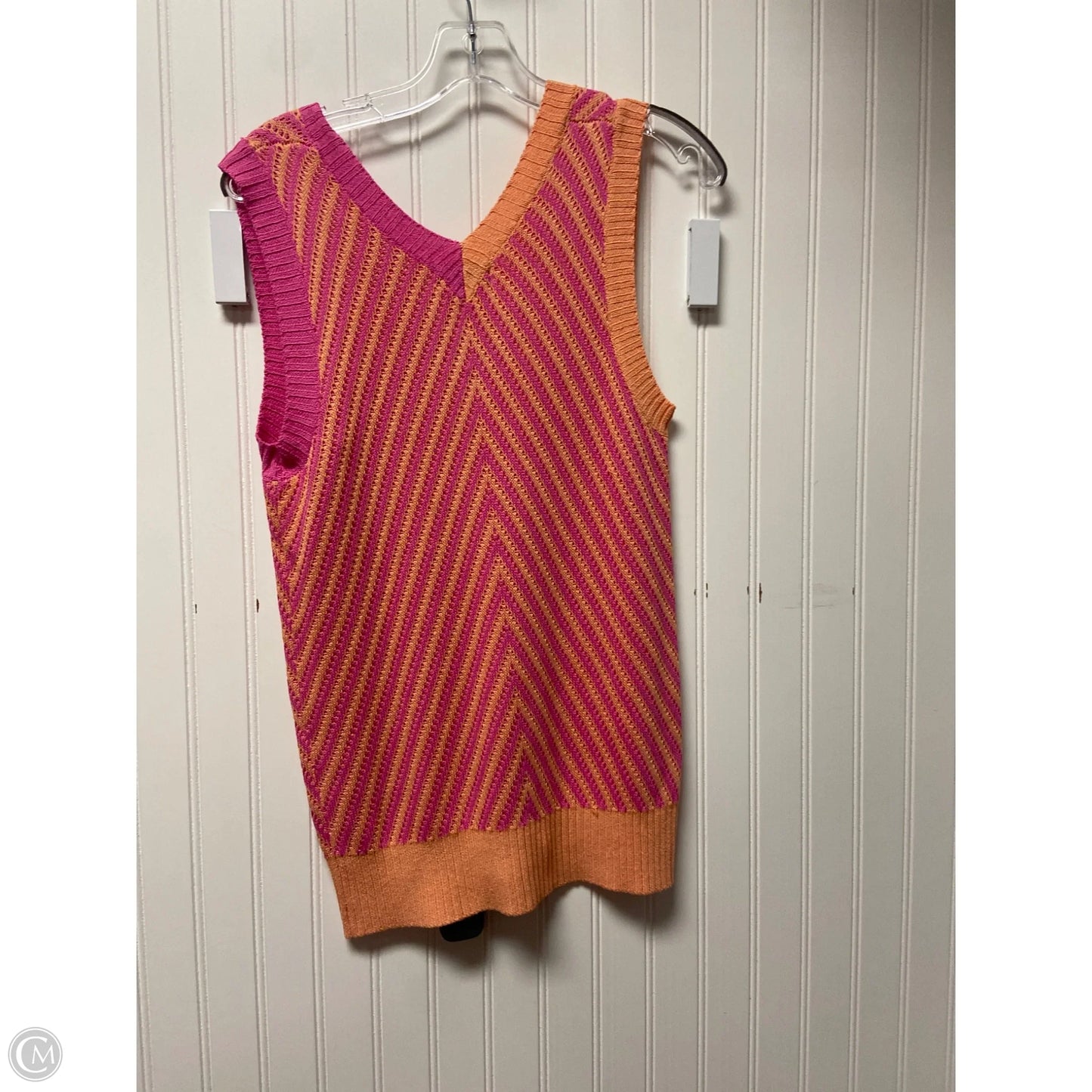 Top Sleeveless By Cmc In Orange & Pink, Size: M