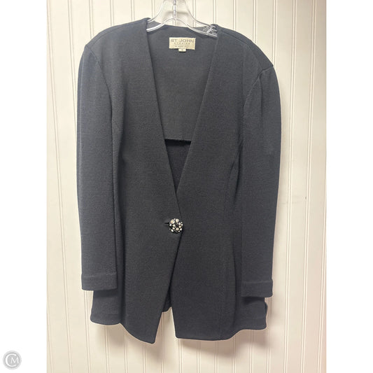 Sweater Cardigan By St John Knits In Black, Size: Xl