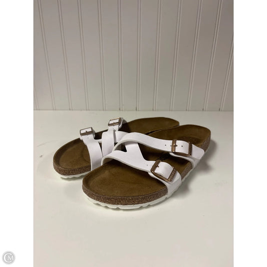 Sandals Flats By Birkenstock In White, Size: 9