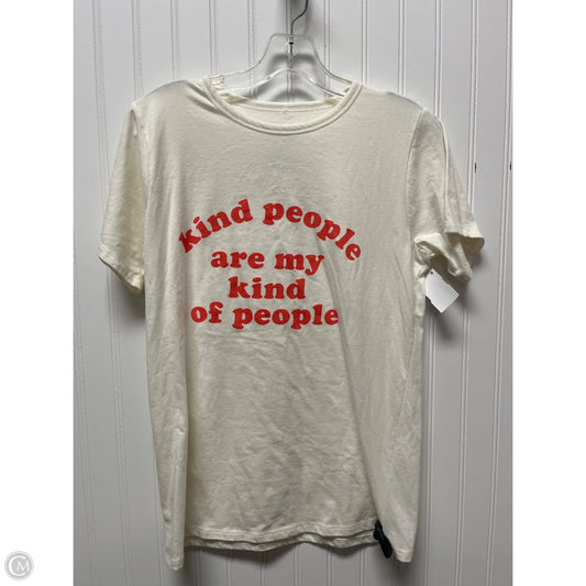 Top Short Sleeve Basic By Clothes Mentor In Cream, Size: L