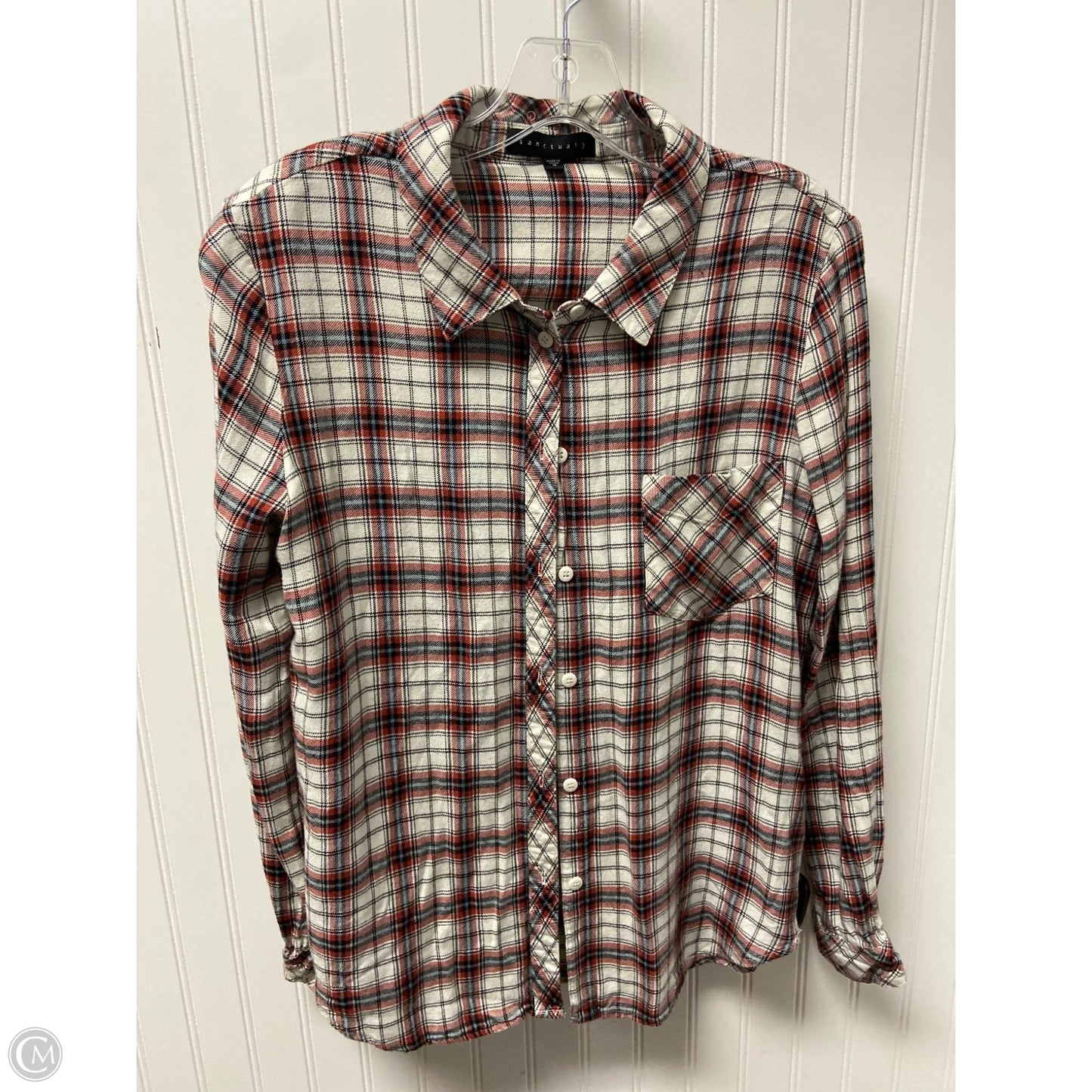Top Long Sleeve By Sanctuary In Plaid Pattern, Size: S