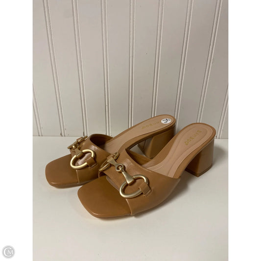 Sandals Heels Block By Bamboo In Tan, Size: 7.5