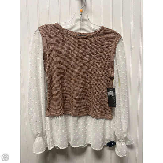 Top Long Sleeve By Clothes Mentor In Tan & White, Size: S