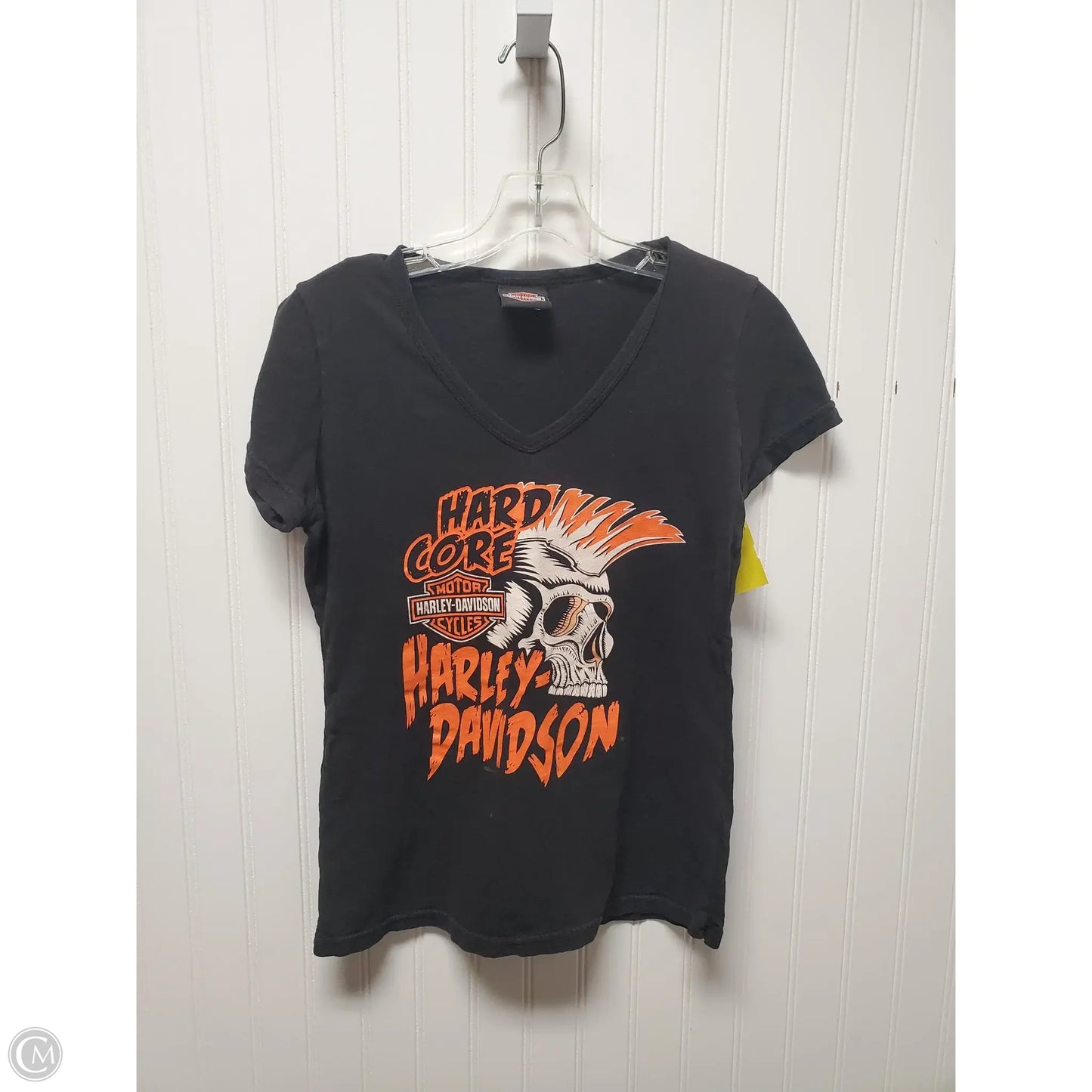 Top Short Sleeve By Harley Davidson In Black & Orange, Size: S