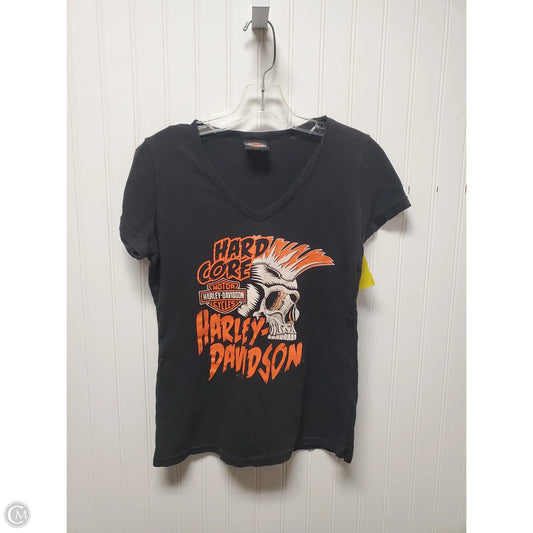 Top Short Sleeve By Harley Davidson In Black & Orange, Size: S