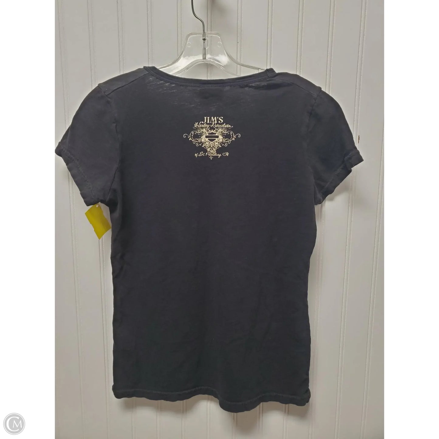 Top Short Sleeve By Harley Davidson In Black & Orange, Size: S