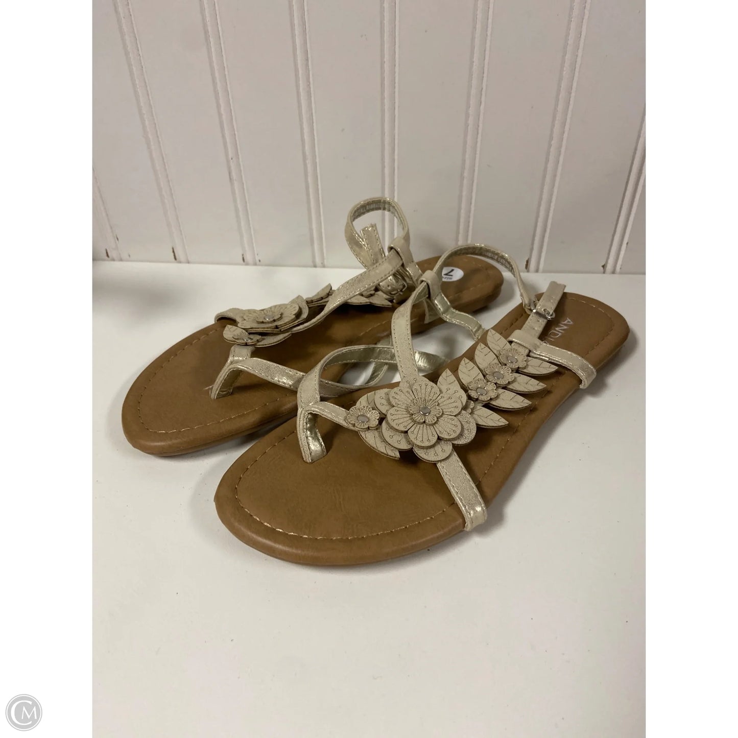 Sandals Flats By Clothes Mentor In Gold, Size: 7