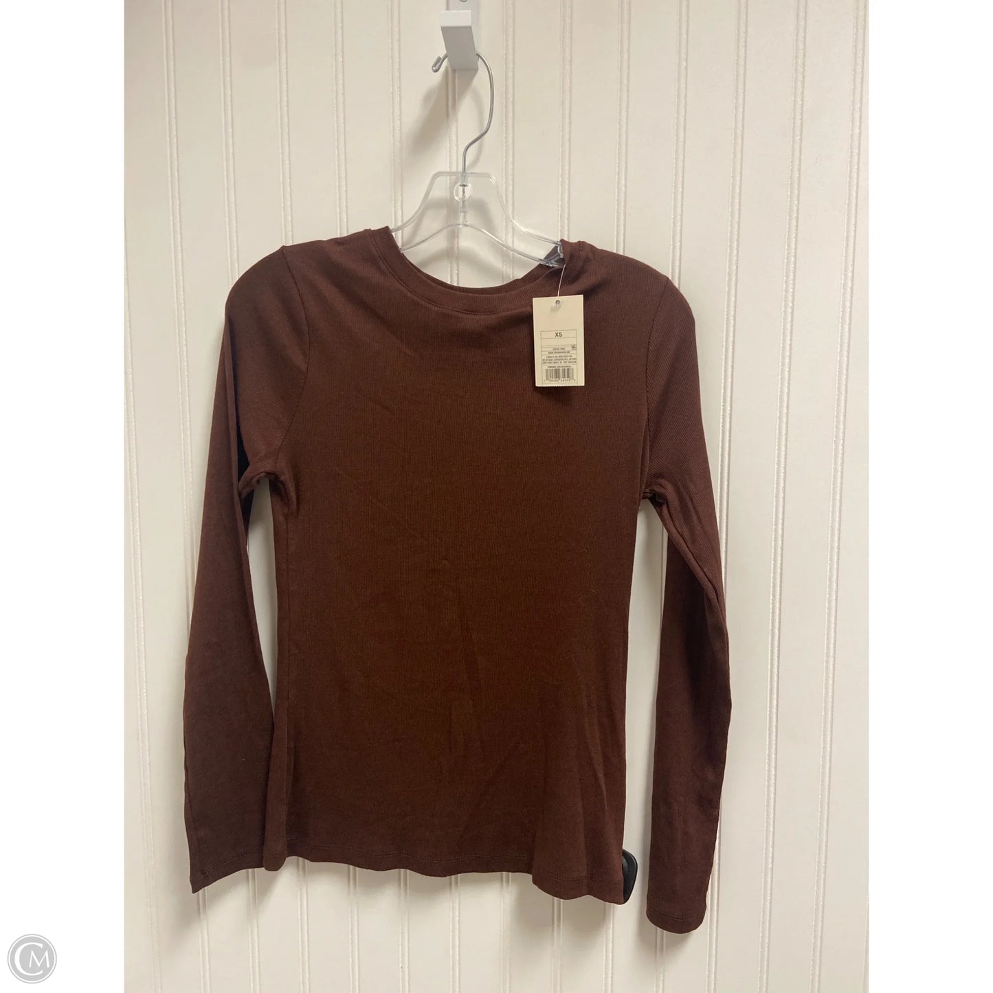 Top Long Sleeve Basic By A New Day In Brown, Size: Xs