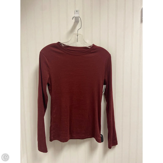 Top Long Sleeve Basic By A New Day In Maroon, Size: Xs
