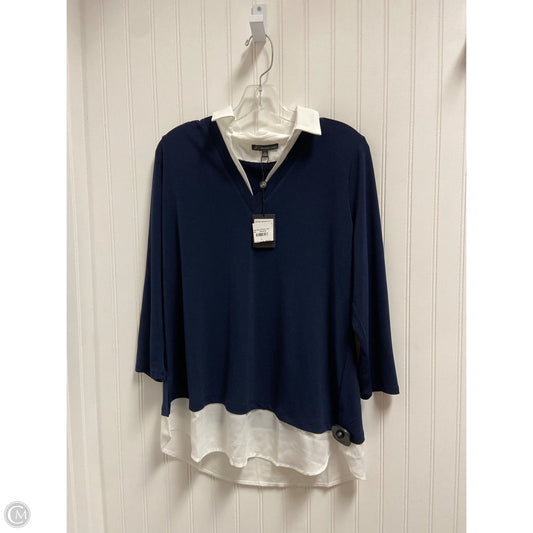 Top Long Sleeve By Adrianna Papell In Navy, Size: L