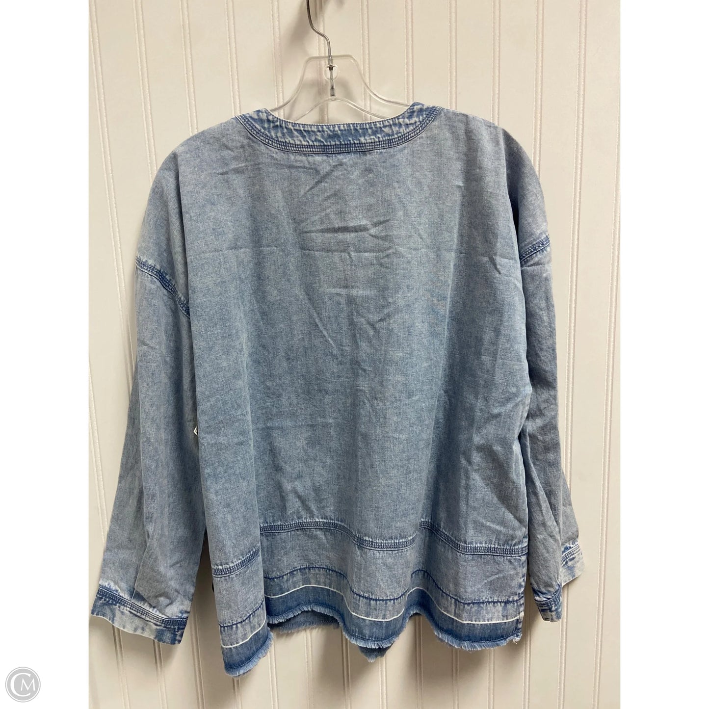 Top Long Sleeve By Pure Jill In Blue Denim, Size: Lp