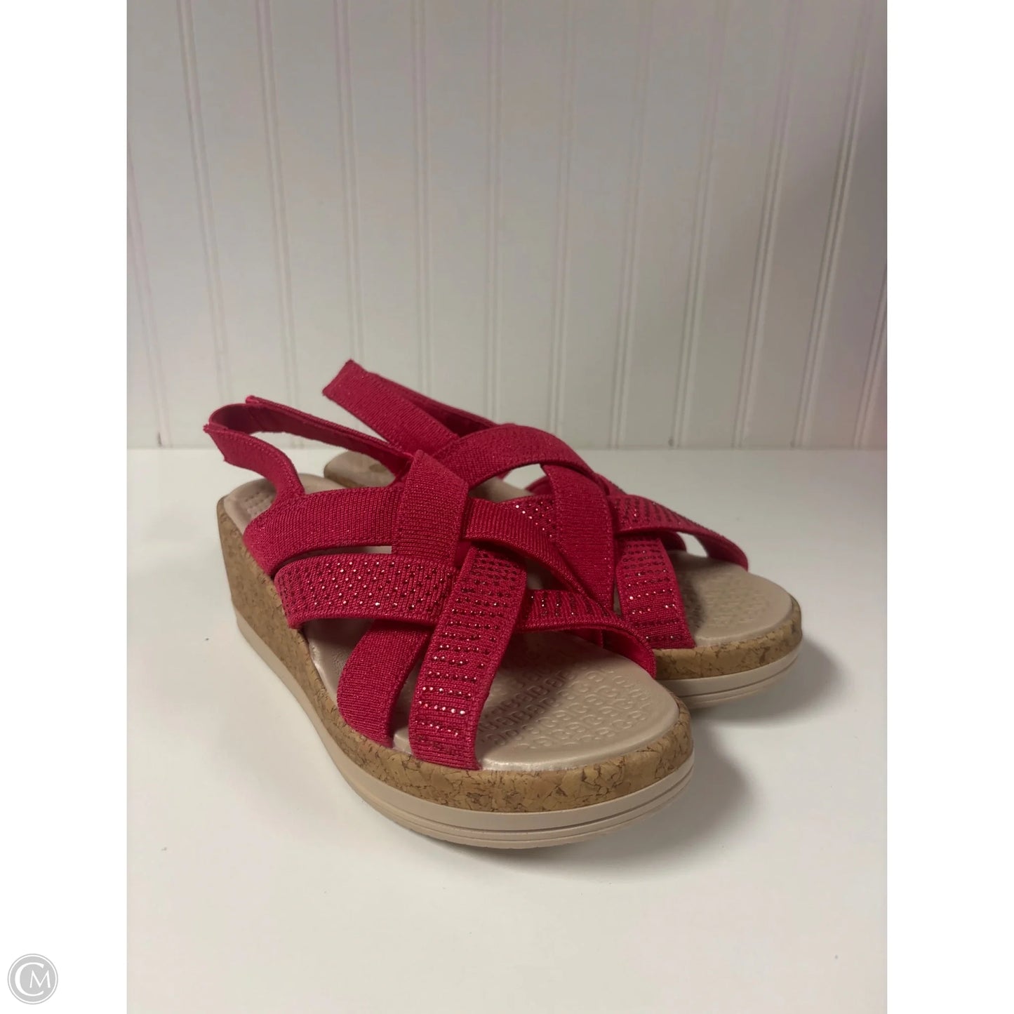 Sandals Heels Wedge By Bzees In Pink, Size: 6.5