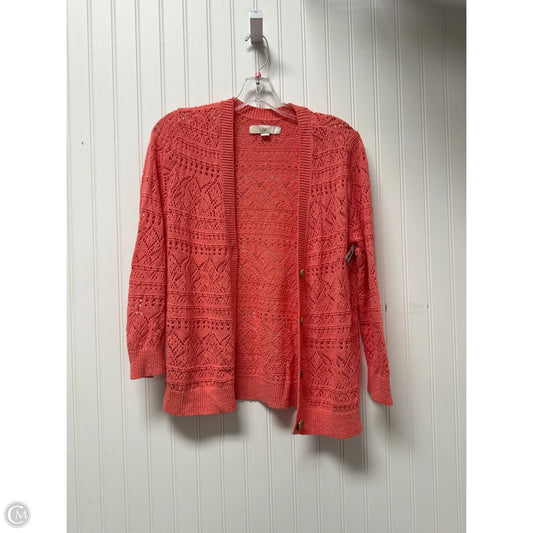 Sweater Cardigan By Loft In Pink, Size: L