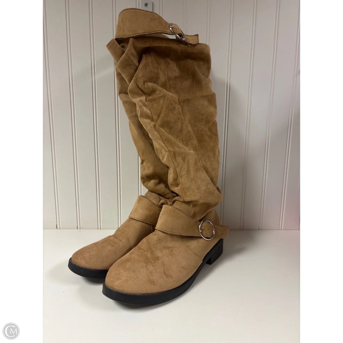 Boots Mid-calf Flats By Clothes Mentor In Tan, Size: 11