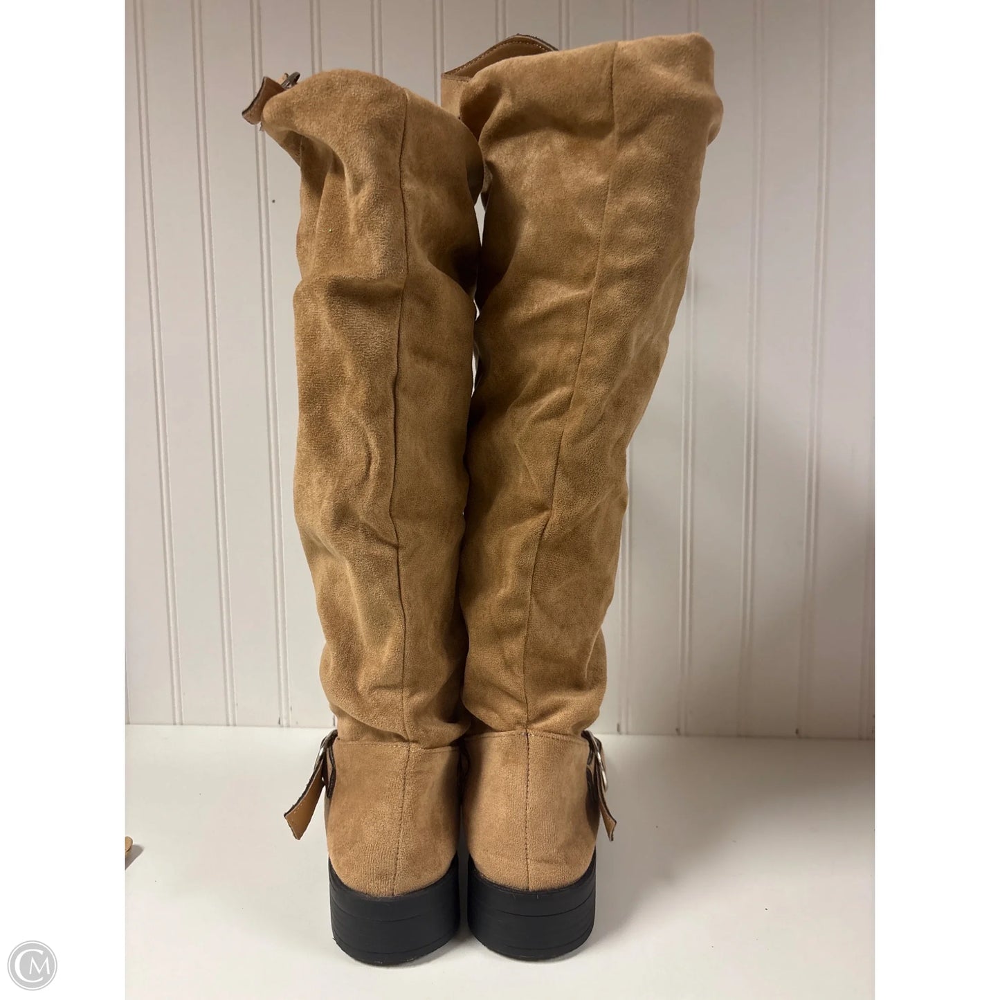 Boots Mid-calf Flats By Clothes Mentor In Tan, Size: 11
