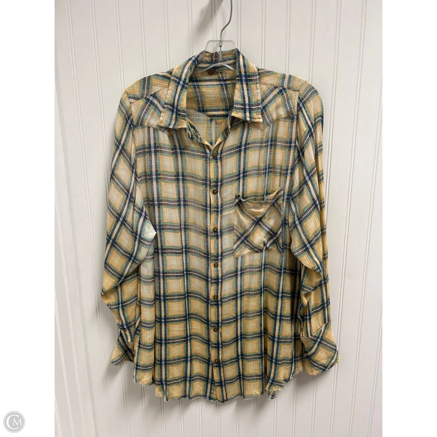 Top Long Sleeve By Free People In Plaid Pattern, Size: Sp