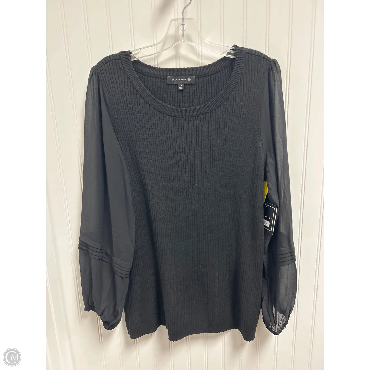 Top Long Sleeve By Cmc In Black, Size: 1x