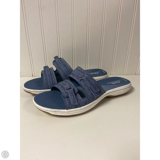 Sandals Flats By Clarks In Blue Denim, Size: 10