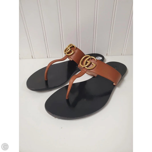 Sandals Luxury Designer By Gucci In Brown, Size: 6.5