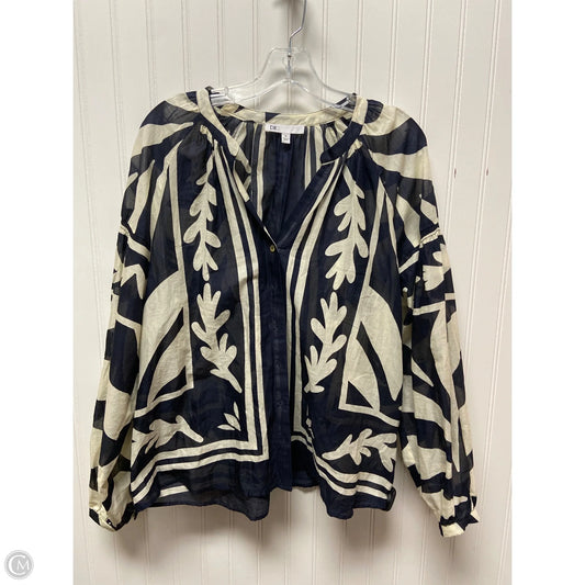 Top Long Sleeve By Dr2 In Blue & Cream, Size: M