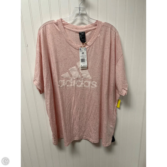 Athletic Top Short Sleeve By Adidas In Pink, Size: 4x