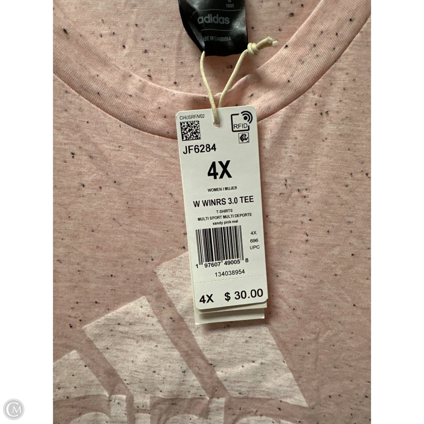 Athletic Top Short Sleeve By Adidas In Pink, Size: 4x