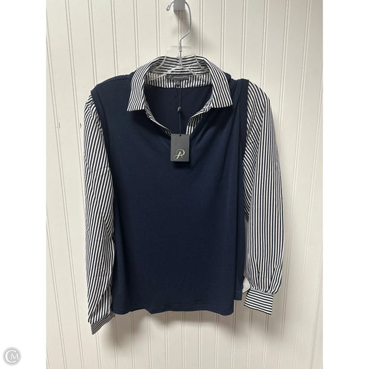 Top Long Sleeve By Adrianna Papell In Navy, Size: M