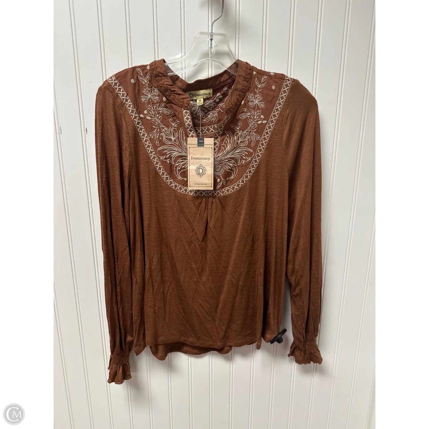 Top Long Sleeve By Democracy In Brown, Size: M