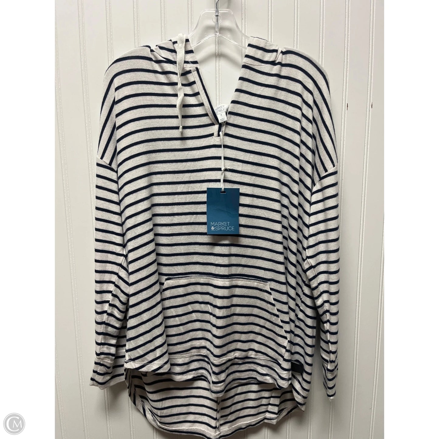 Top Long Sleeve By Market & Spruce In Blue & White, Size: 1x