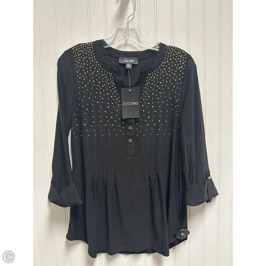Top Long Sleeve By Cocomo In Black & Gold, Size: S