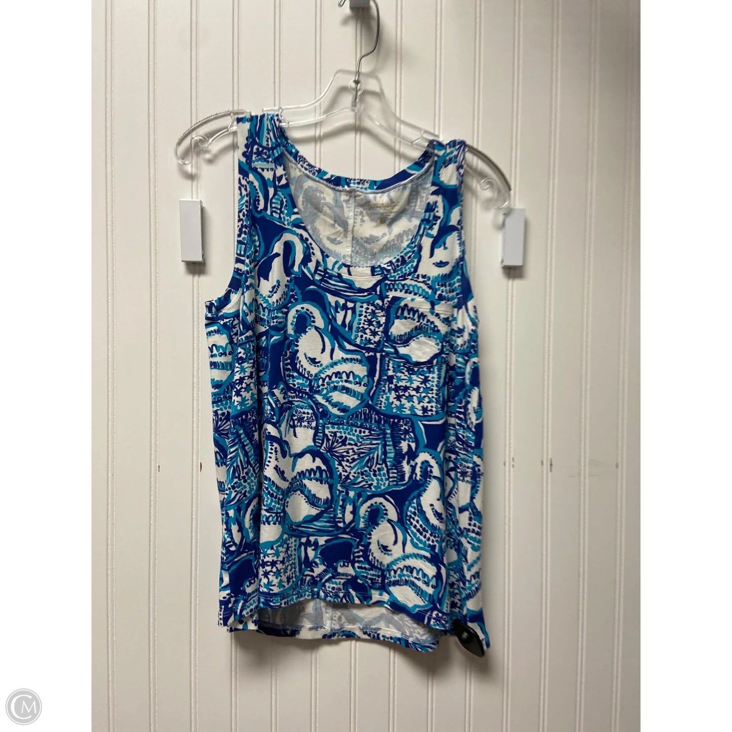 Top Sleeveless Designer By Lilly Pulitzer In Blue & White, Size: S
