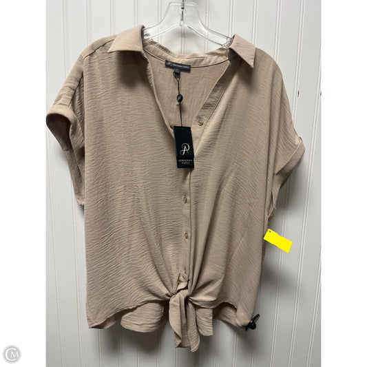 Top Short Sleeve By Adrianna Papell In Beige, Size: Xl