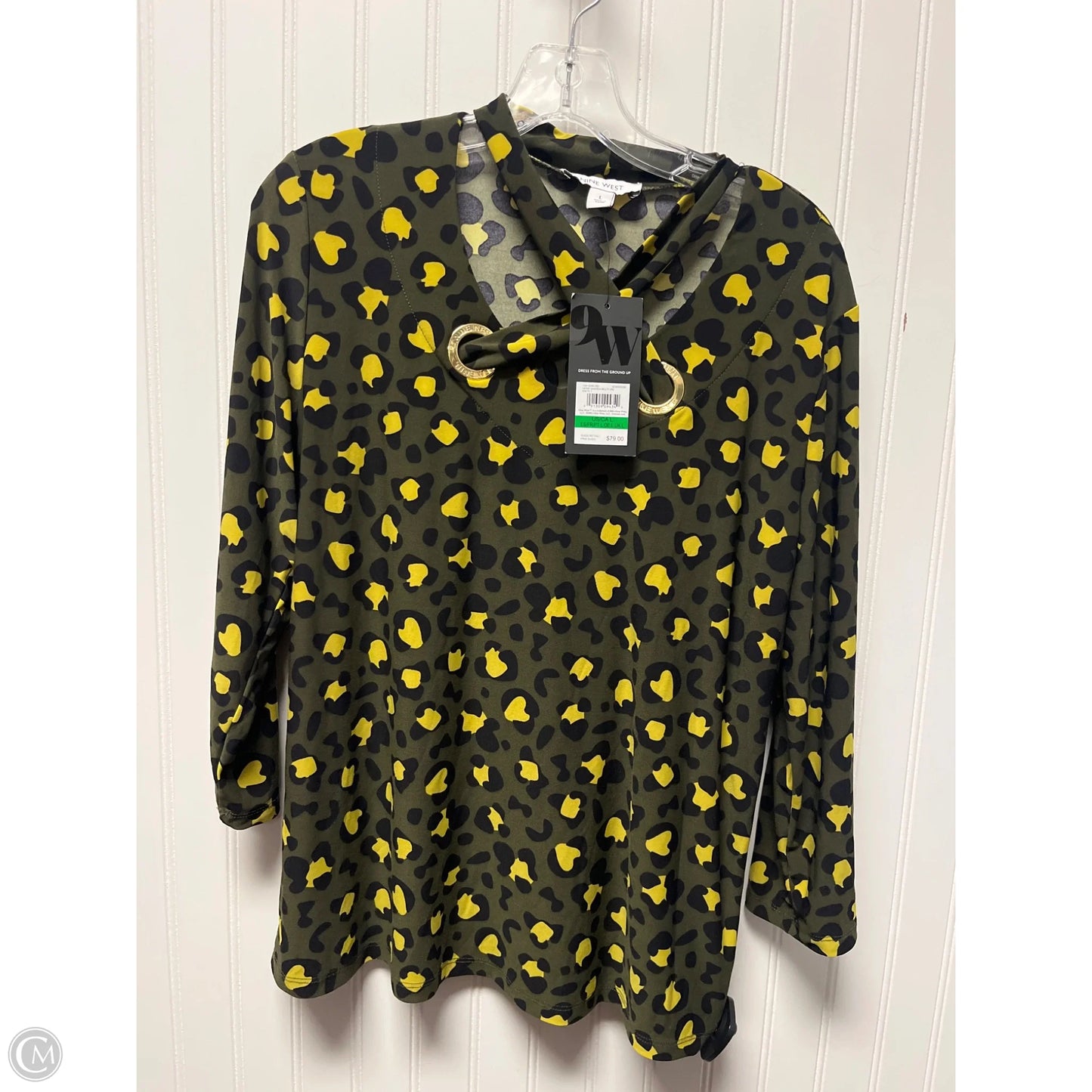 Top Long Sleeve By Nine West In Animal Print, Size: L