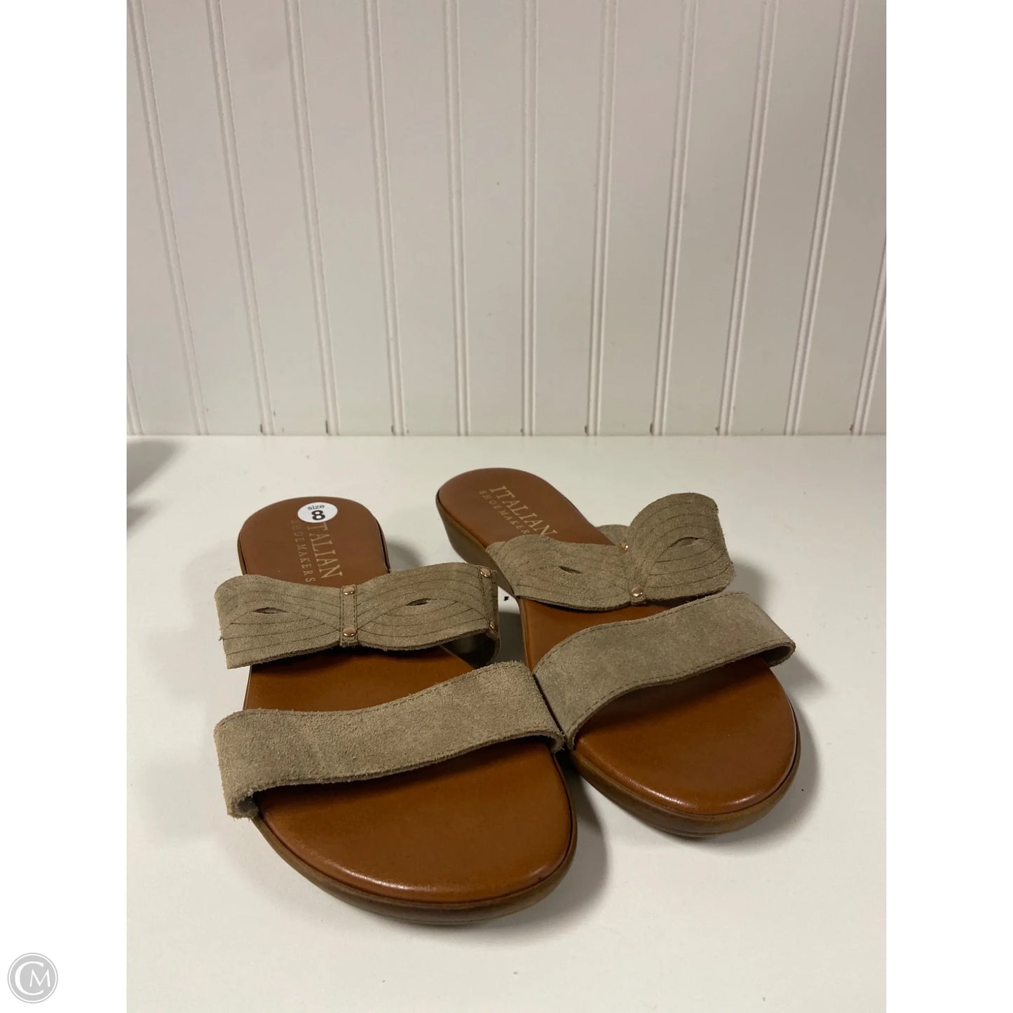 Sandals Flats By Italian Shoemakers In Taupe, Size: 8