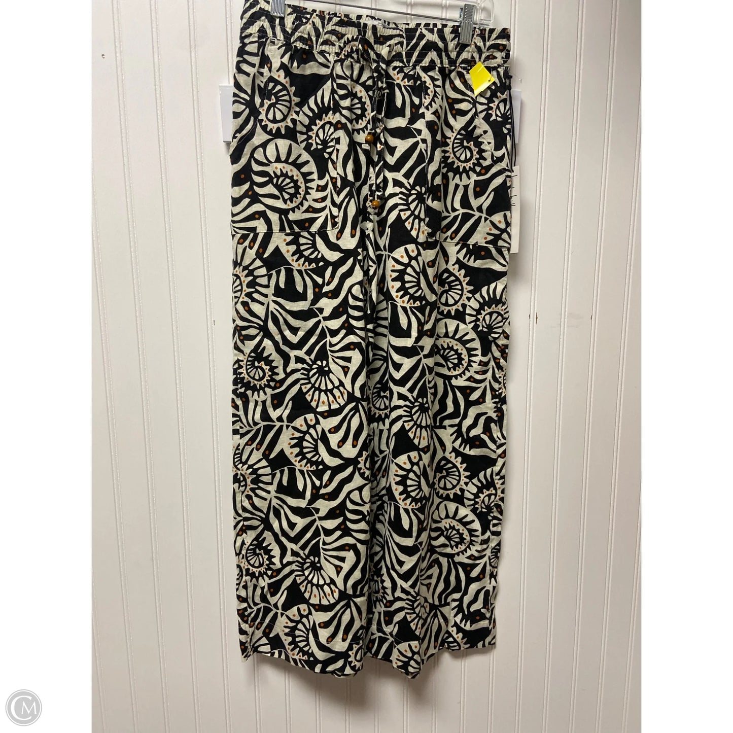 Pants Linen By Nicole By Nicole Miller In Black & Cream, Size: 8