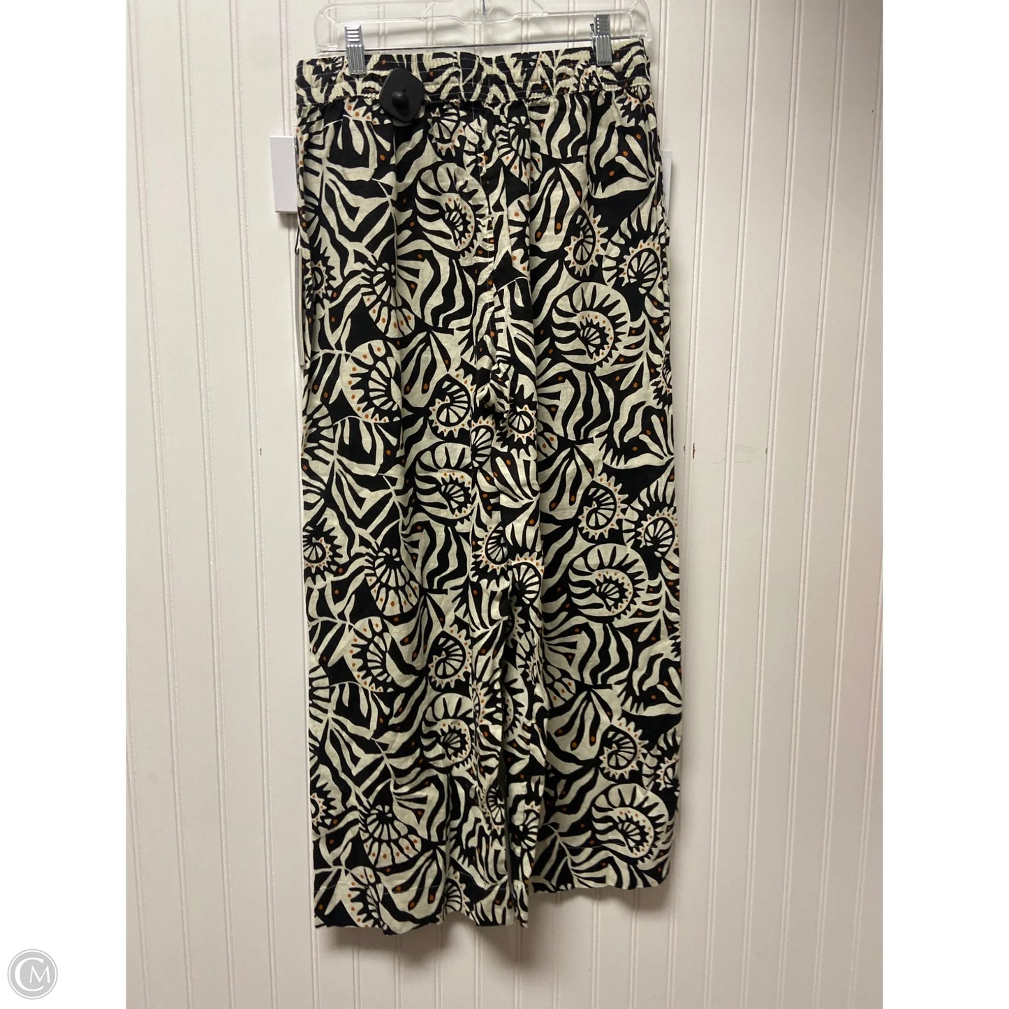 Pants Linen By Nicole By Nicole Miller In Black & Cream, Size: 8