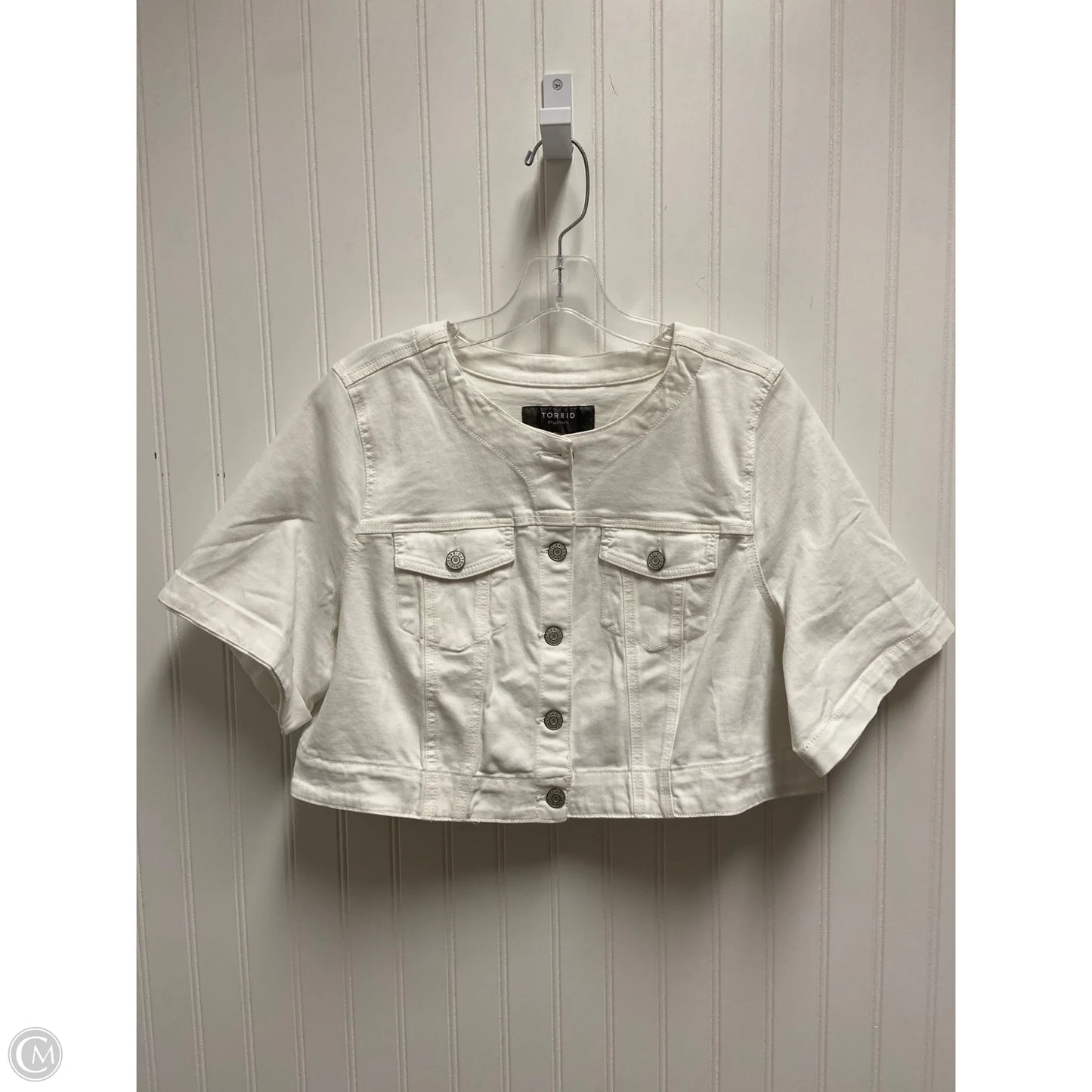 Jacket Denim By Torrid In White Denim, Size: 1x