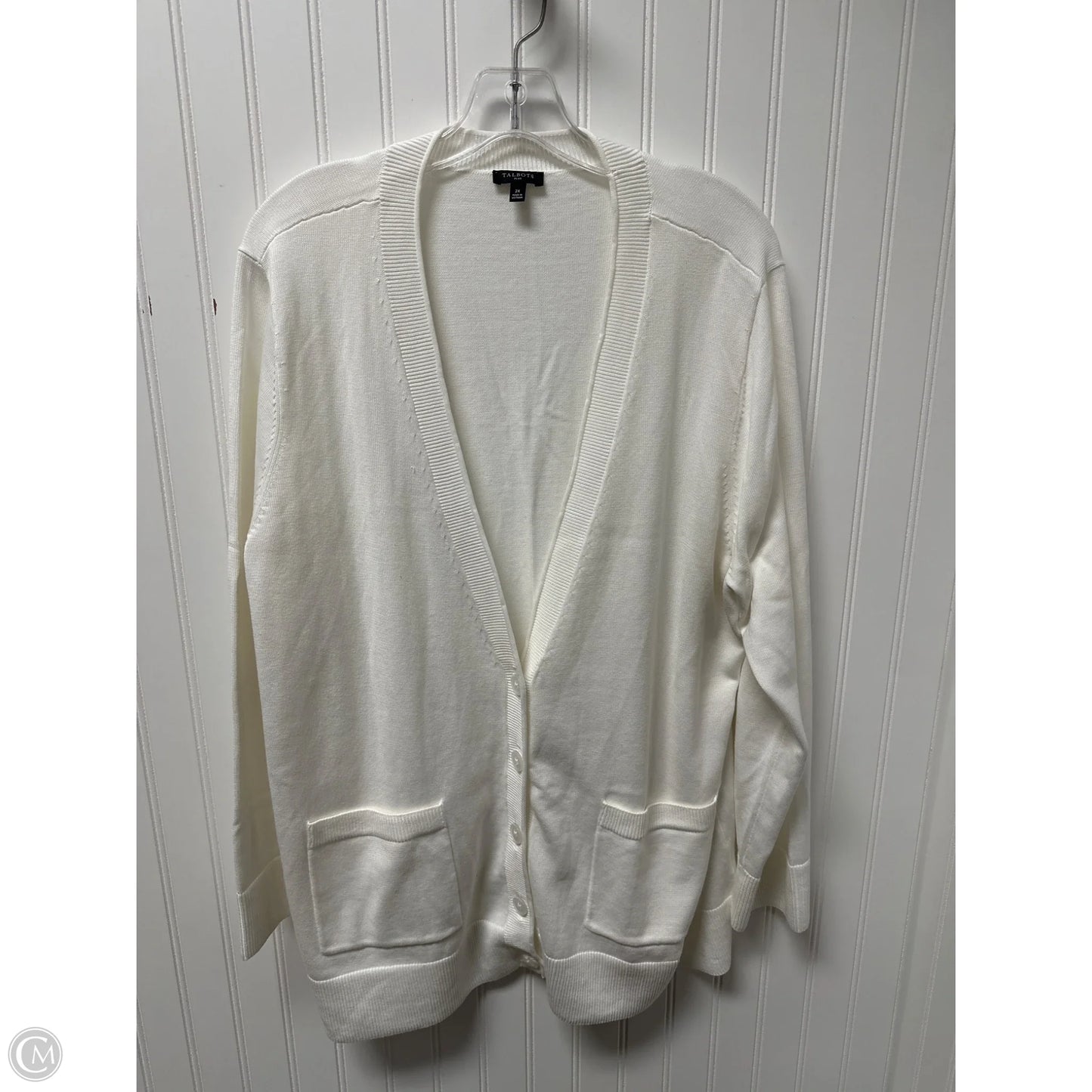 Sweater Cardigan By Talbots In White, Size: 2x
