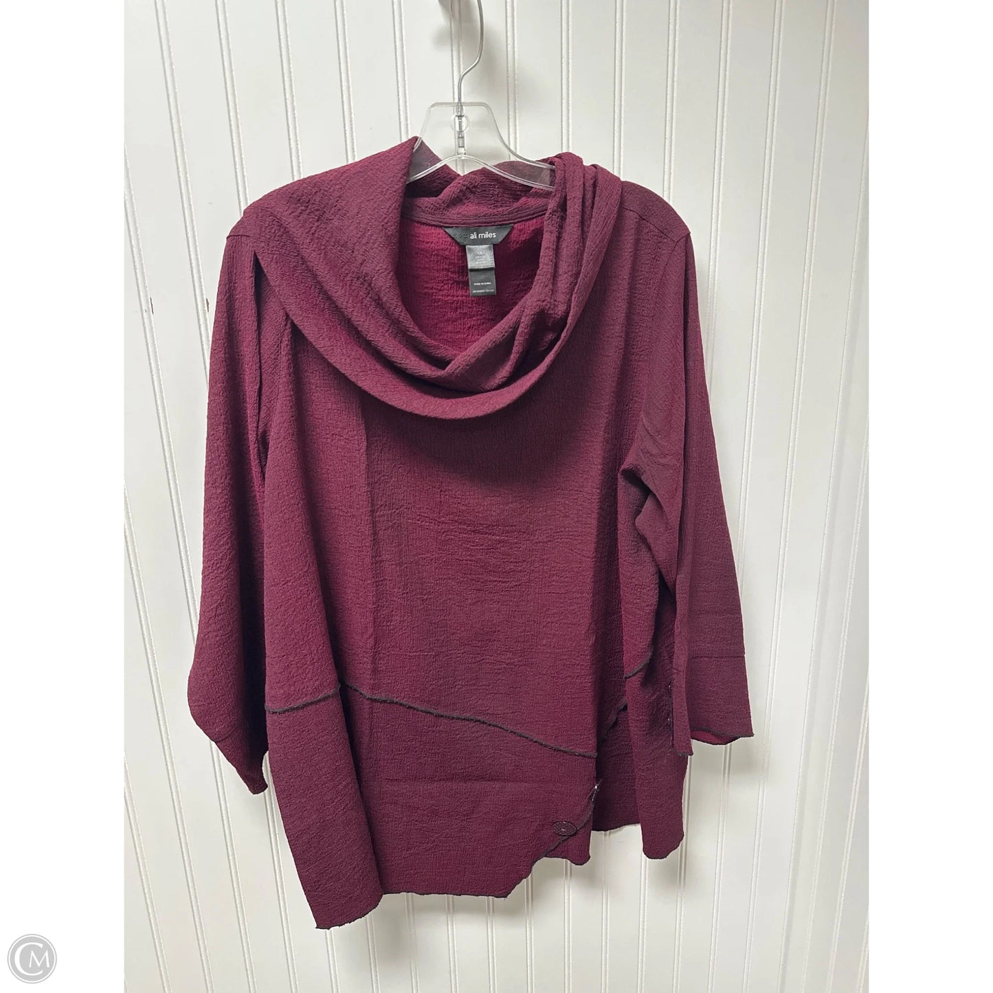 Top Long Sleeve By Ali Miles In Maroon, Size: 1x