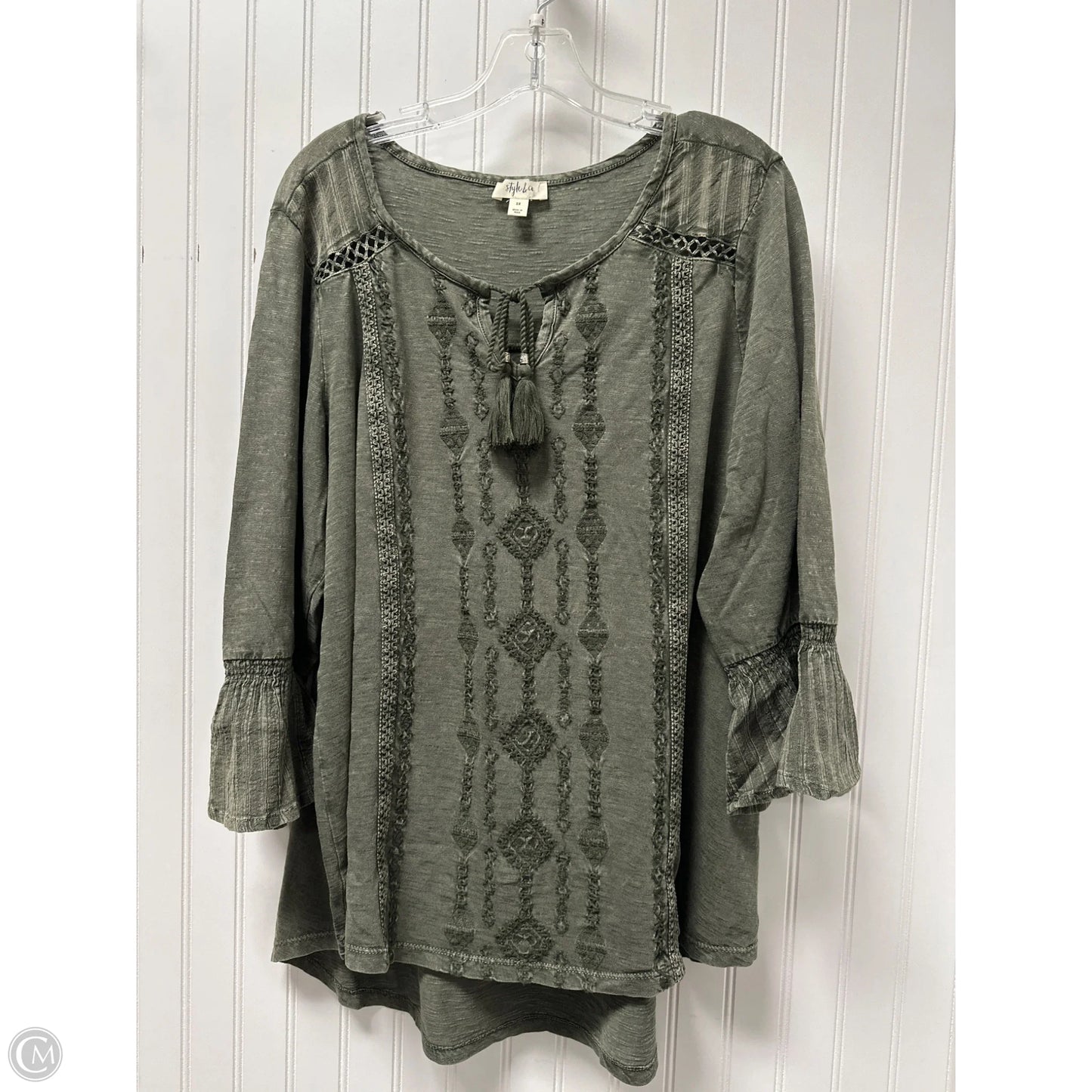 Top Long Sleeve By Style And Company In Green, Size: 2x