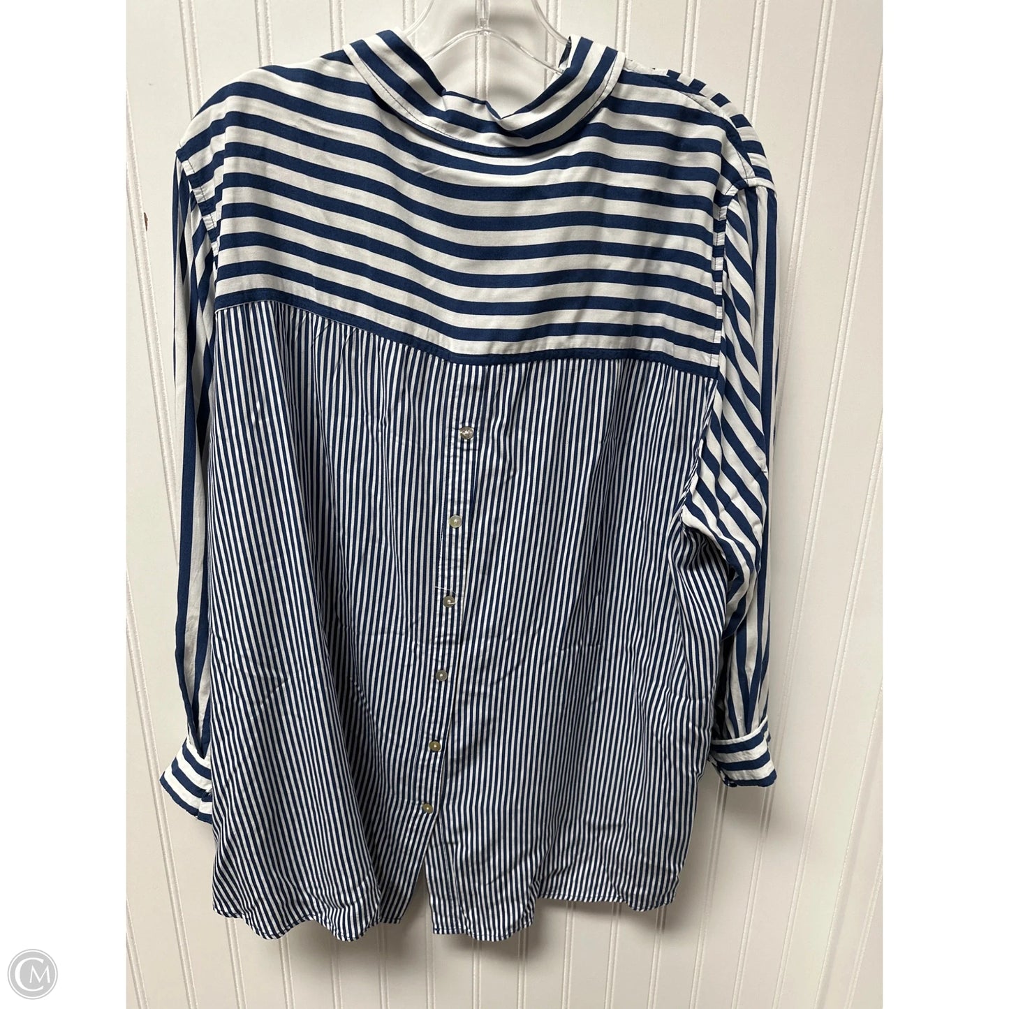 Top Long Sleeve By Jane And Delancey In Blue & White, Size: 2x