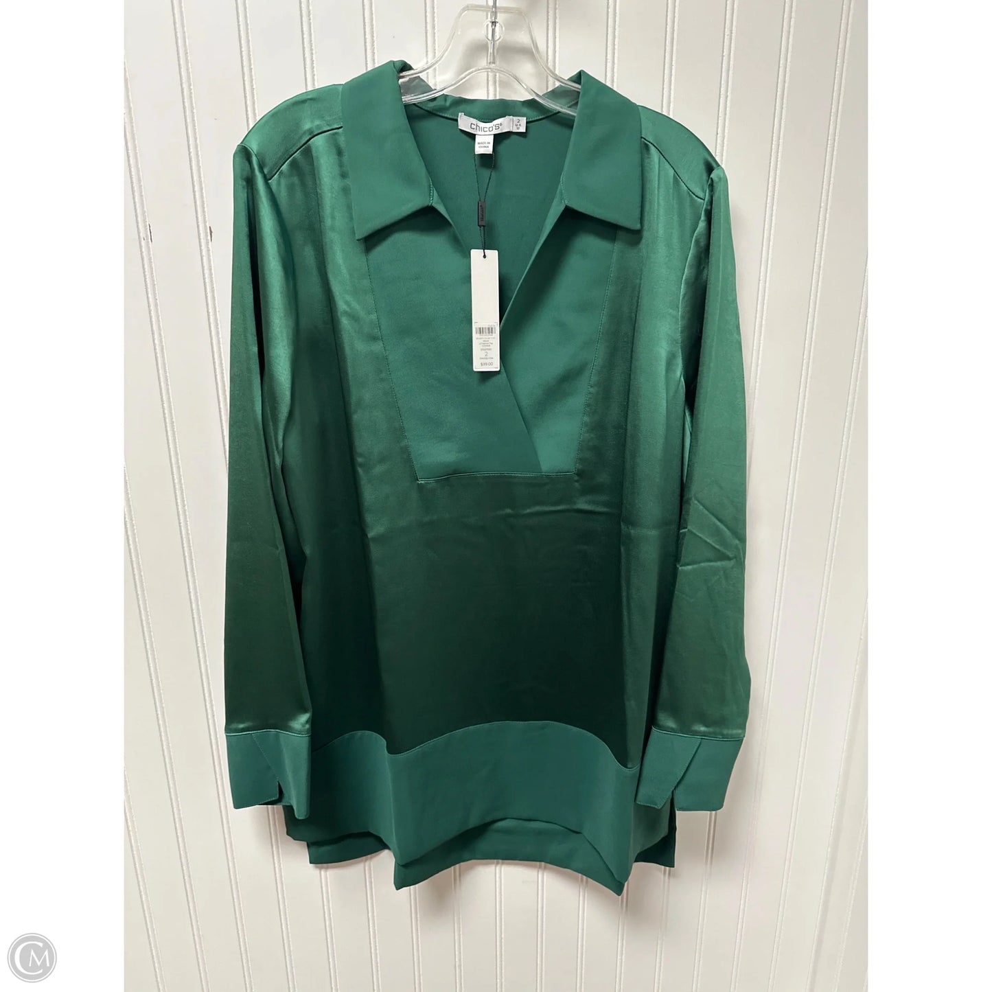 Top Long Sleeve By Chicos In Green, Size: L